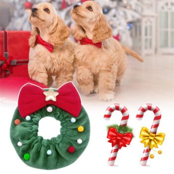 Christmas Pet Bow-knot Collar Friendly To Skin Xmas Pet Scarf WashableParty Pet Dog Neck Strap Scarf Photo Prop Pet Supplies