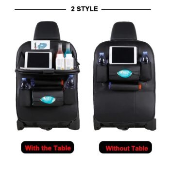 Car Seat Back  Pu Leather Pad Bag Car Storage Organizer Foldable Table Tray Travel Storage Bag Auto Accessories