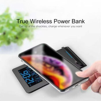 Alarm Clock Wireless Charger Mobile Phone Holder Perpetual Calendar Temperature Bedside Desktop