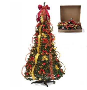 1.8m PVC Retractable Christmas Tree With Ornaments