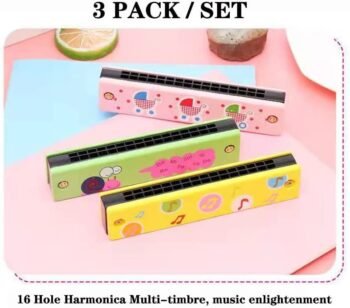 3 Pack Harmonica 16 Hole Kids Music Enlightenment Harmonica Toys For Ages 2-6