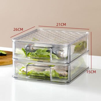 Refrigerator Layered Storage Box Drawer Type Transparent Plastic