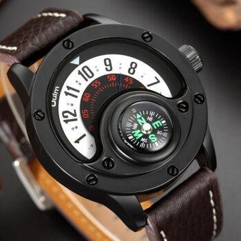 Leather Watches Decorative Compass Big Size Male Watch Relogio Masculino